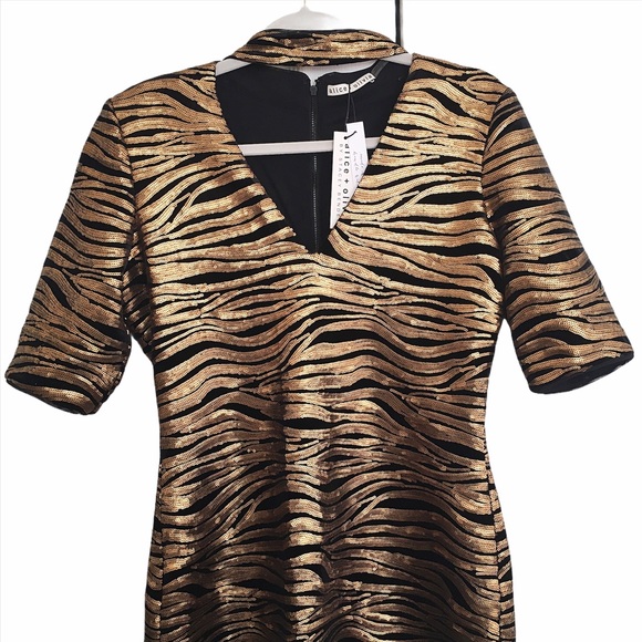 Alice + Olivia Inka Leopard Print Gold and Black Mini Dress - Picture 6 of 8